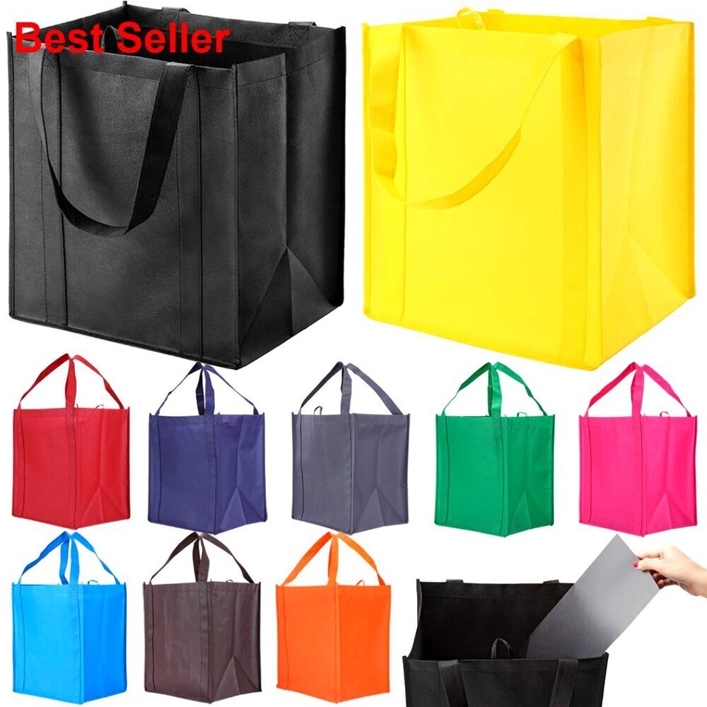 Heavy Duty Reusable Grocery Tote Bags 10 Pack 40lb Capacity